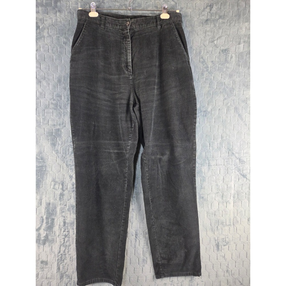 Woolrich Womens Black Corduroy Pants High Rise Straight Leg Size 8 Cotton